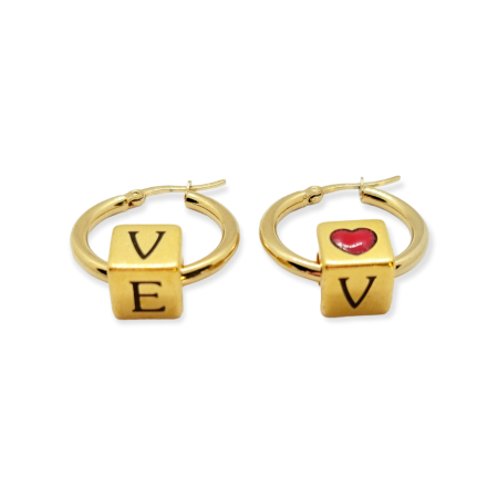 EARRINGS HOOP CUBE LOVE1